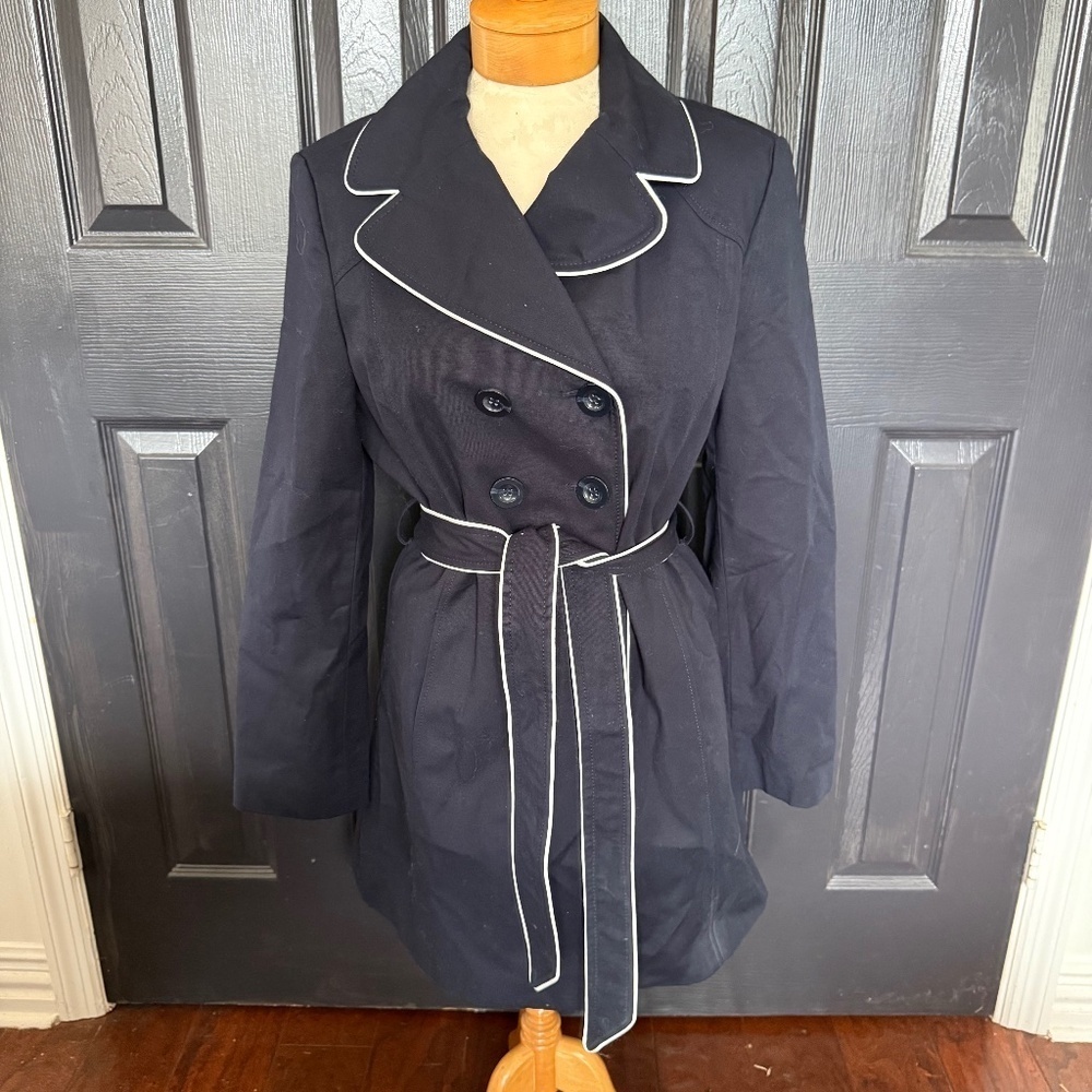 NWOT ANN TAYLOR Blue Double Breasted Coat M - Picture 1 of 12
